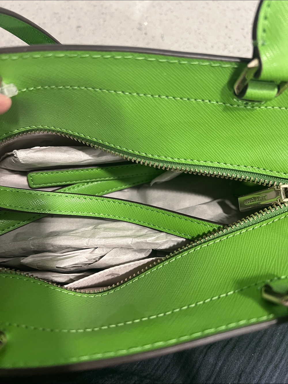 kate spade Bright Green Leather Top-Handle Satchel - Picture 3 of 5